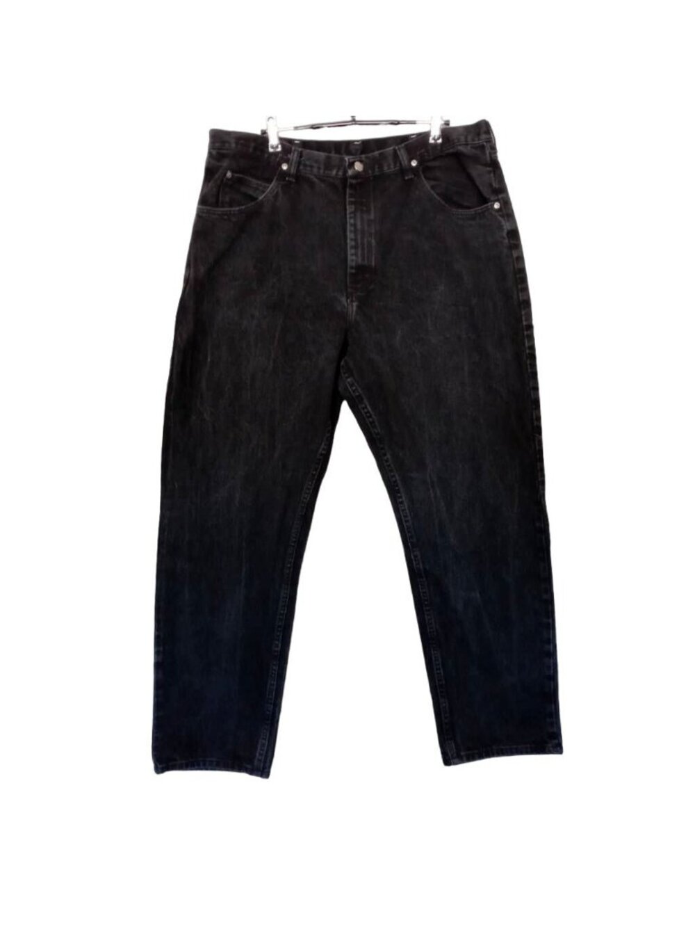 Wrangler 38x32 Jeans Straight Leg Black Denim Relaxed Fit Cotton